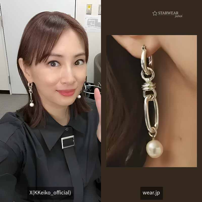 Link chain pearl pierce/2WAYチェーンパールピアス