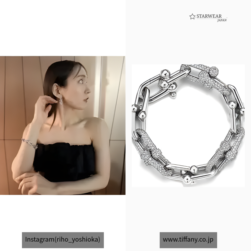 ラージ リンク ピアス ホワイトゴールドにダイヤモンドをセッティング