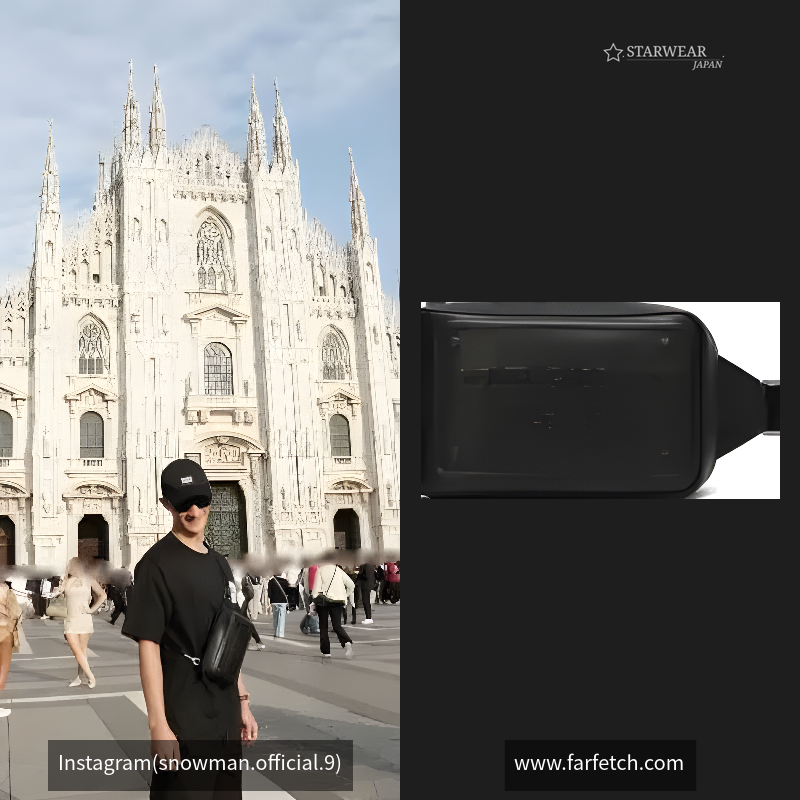 ウエストポーチ カーフスキン レリーフロゴ