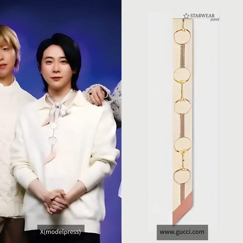 GUCCI ホースビット プリント シルク ネックボウ