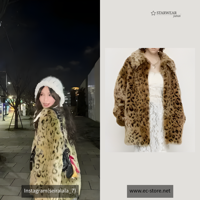 LEOPARD F／FUR FRONT HOOK コート