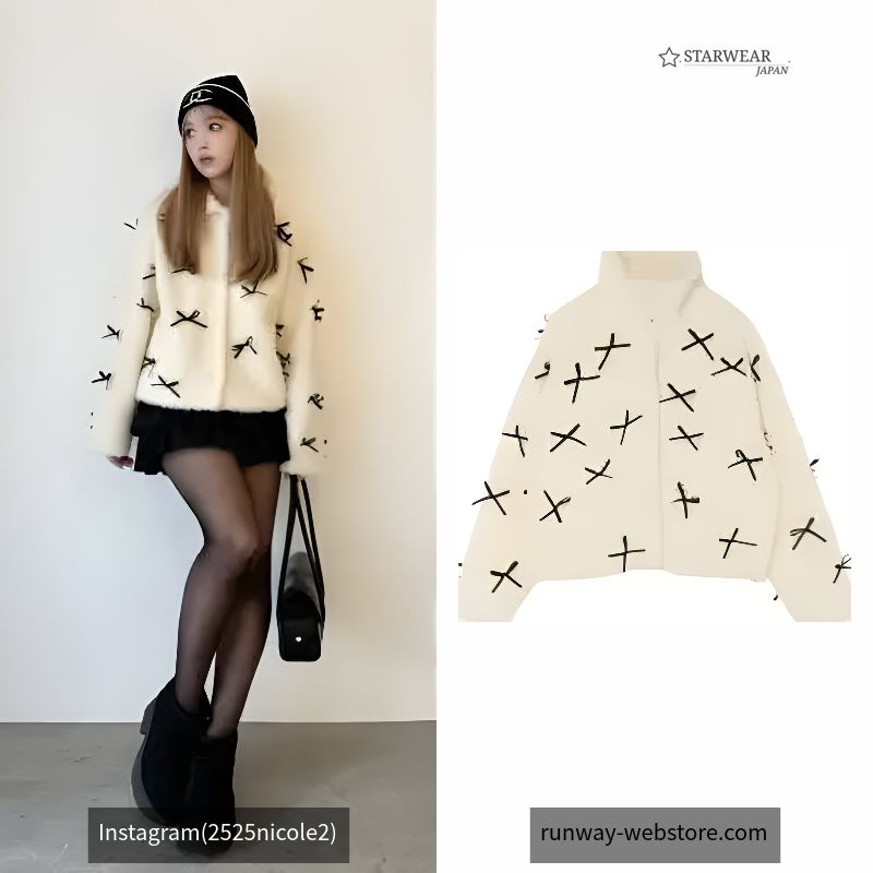 MANY RIBBON LOOP FUR BLOUSON