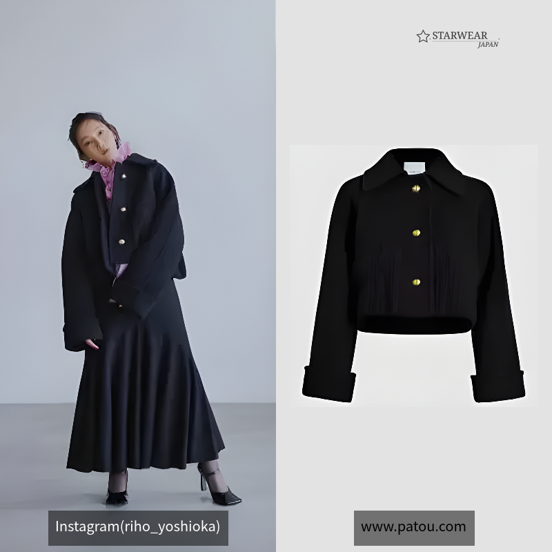 ウール＆カシミアブレンド リブウエスト クロップドコート