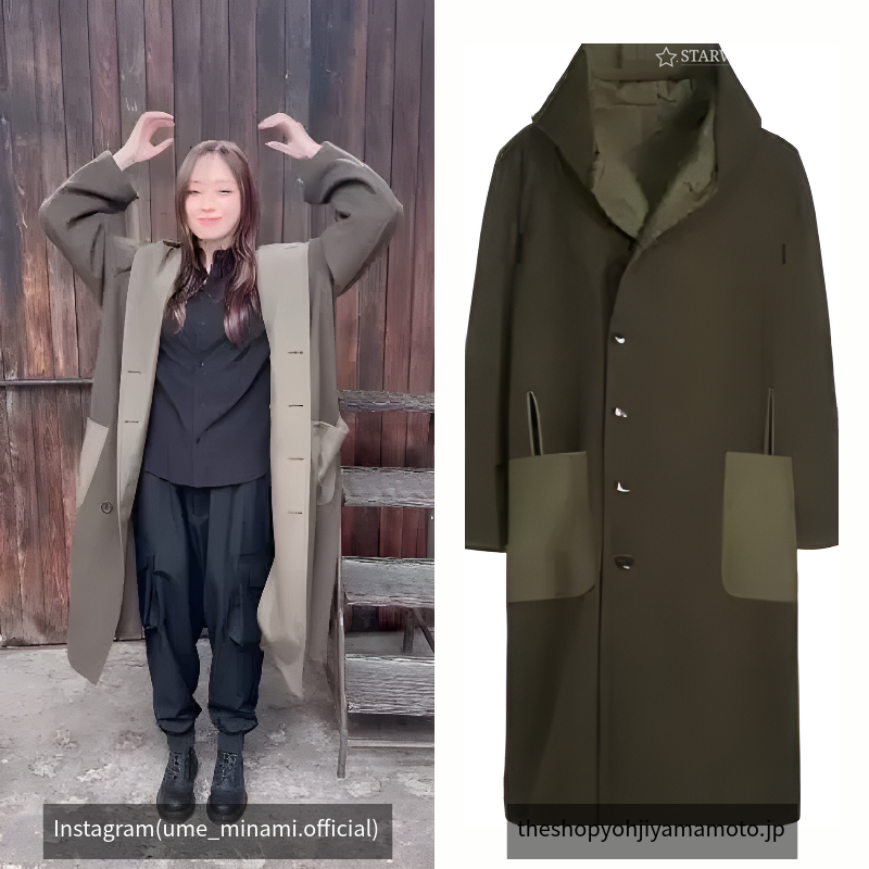 VARIOUS MATERIAL COMBINATION REVERSIBLE HOODED COAT