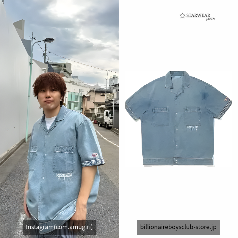 EMBOSS LOGO DENIM PIPING SHIRT