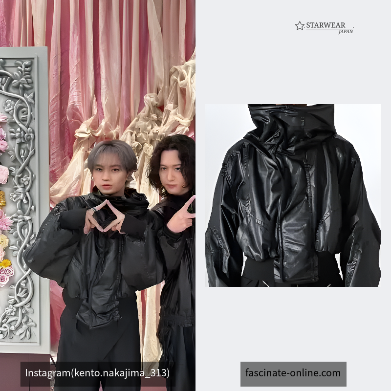 Coated Satin Short Hooded Blouson