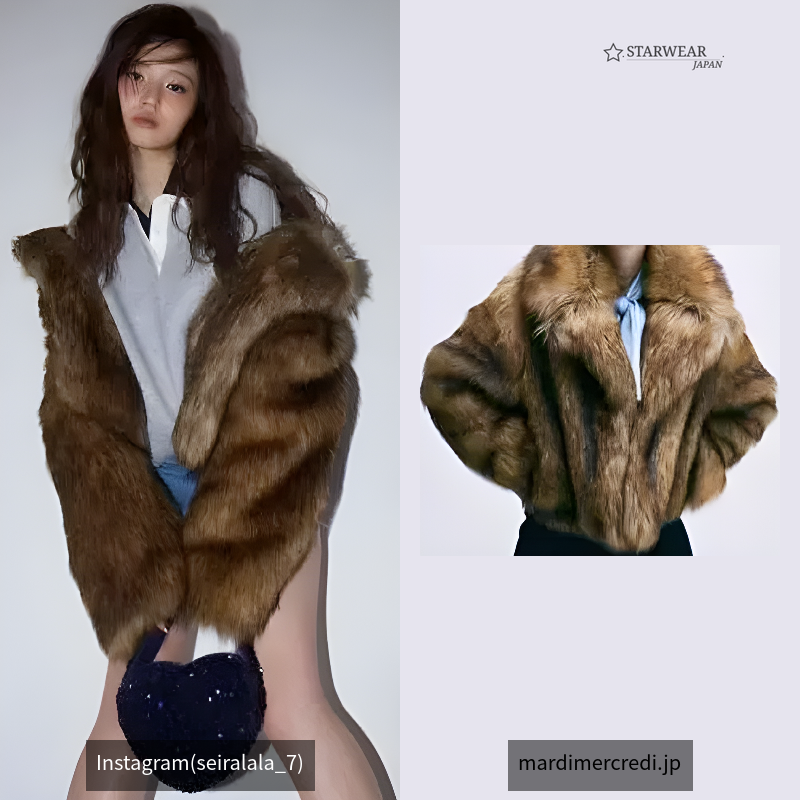 FAUX FUR CROPPED JACKET_BROWN