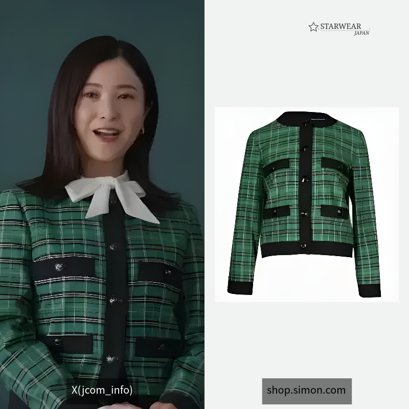 plaid jacket in green polyester
