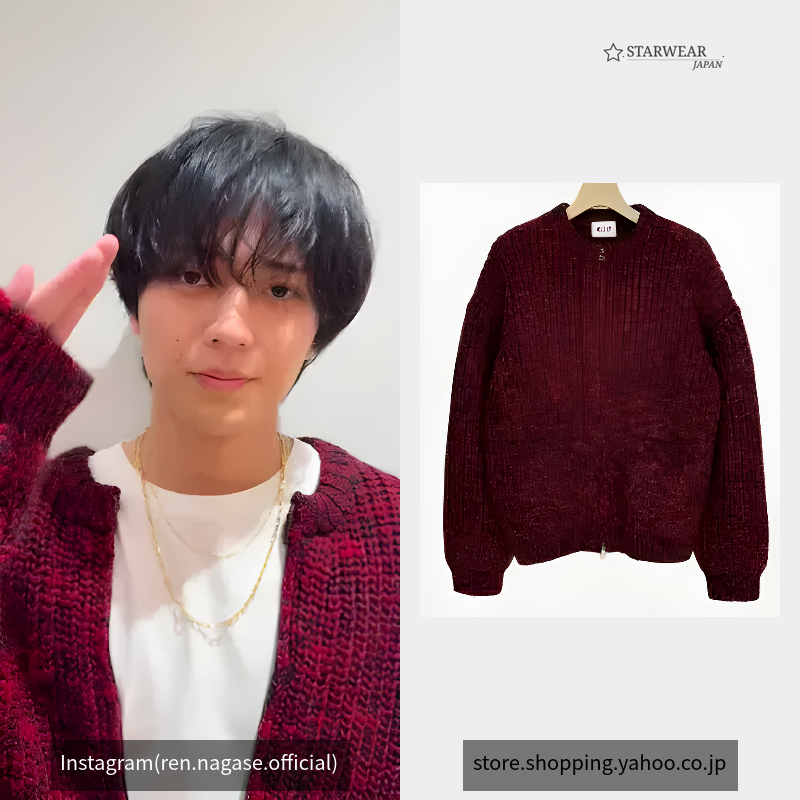 ZIP UP CREW NECK CARDIGAN ジップアップクルーネックカーディガン メランジニット
