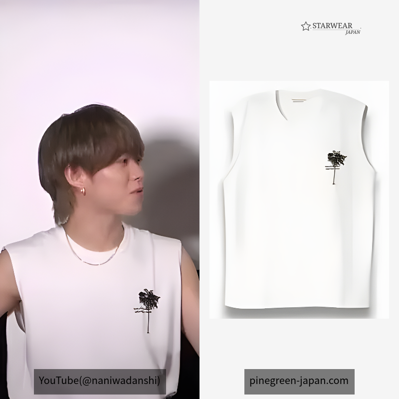 suvin compact jersey palm emb tank top / WHITE