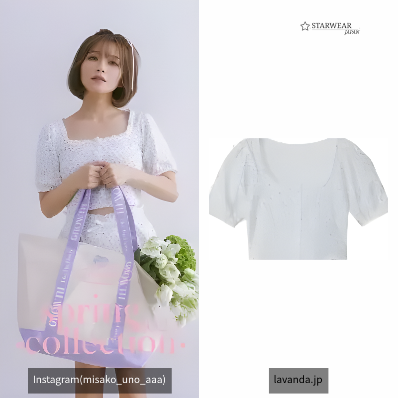 フラワーワッフルパフTシャツ