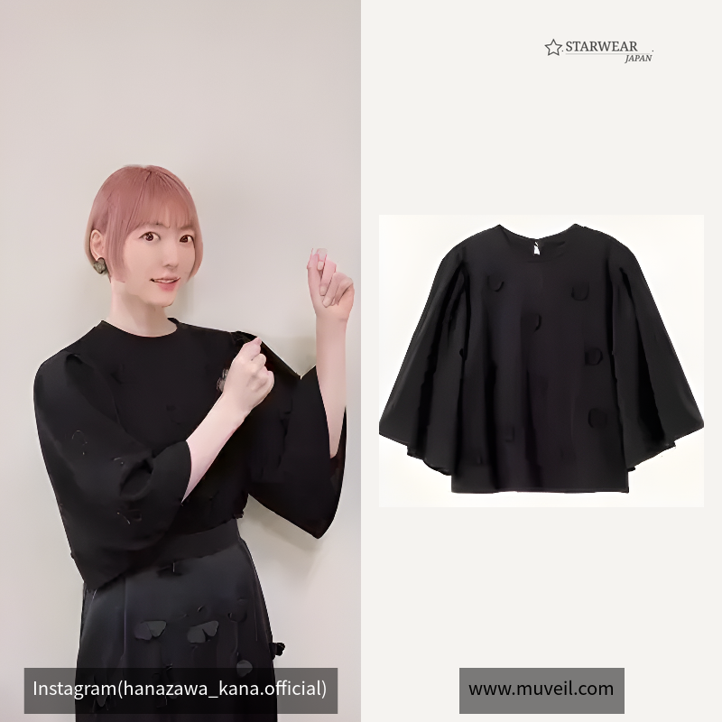 フラワーカットTシャツ black