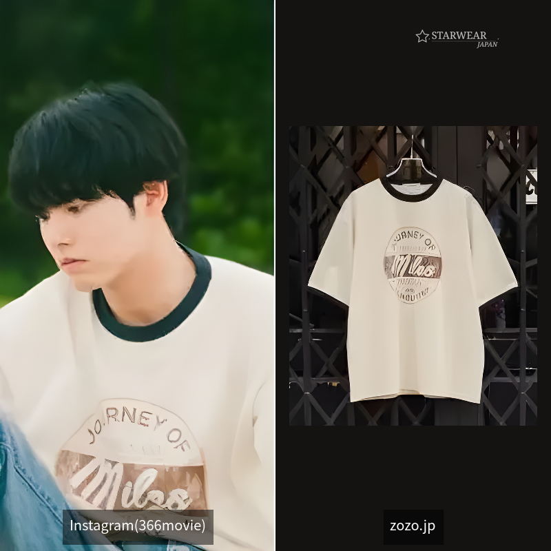 ヴィンテージライクロゴデザイン ビッグシルエットリンガー半袖Tシャツ