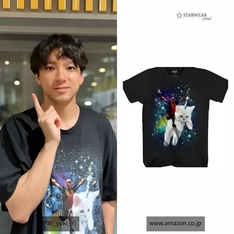 デッドプール 宇宙旅行 ユニコーン キティ 大人用Tシャツ