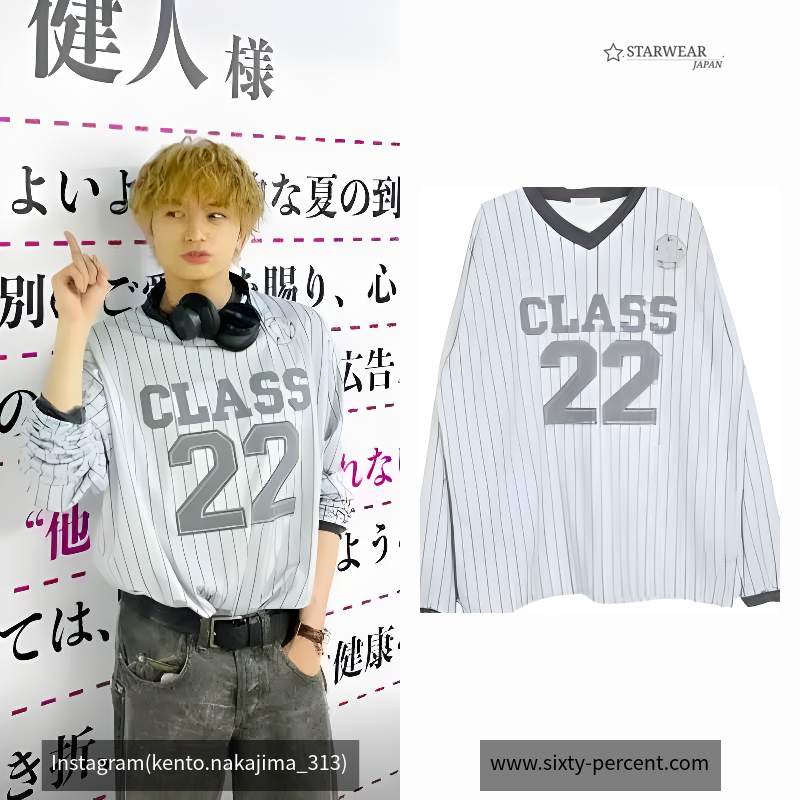 Pin stripe v-neck jersey long sleeve