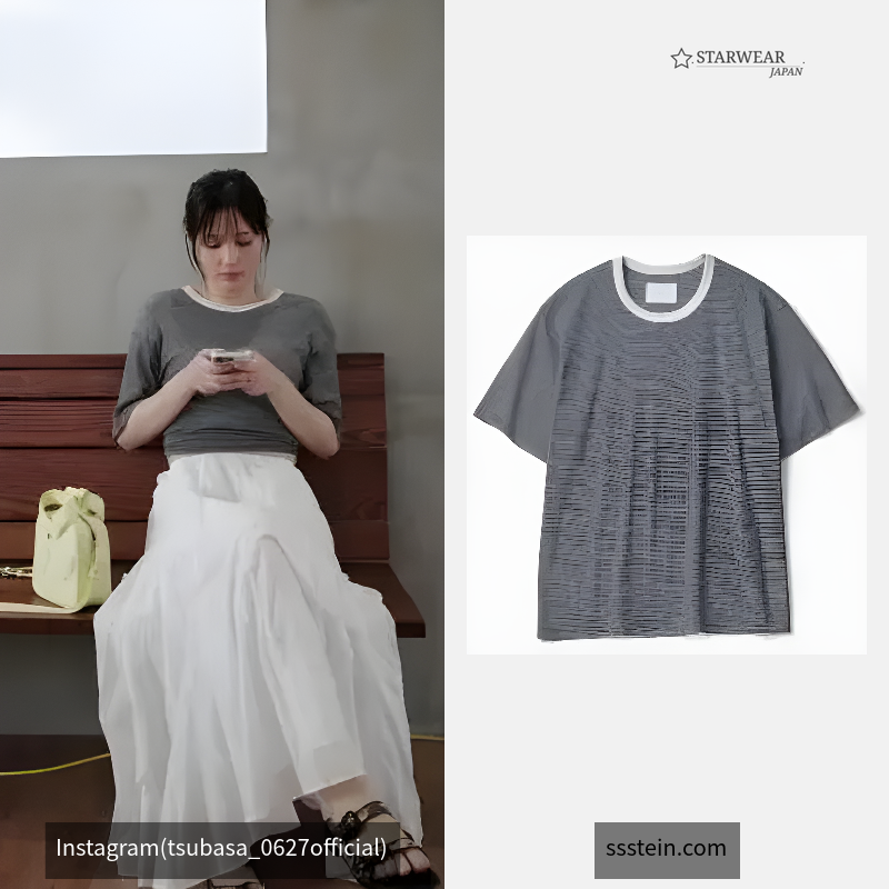 STRIPED WOOL OVERSIZED SHORT SLEEVE TEE