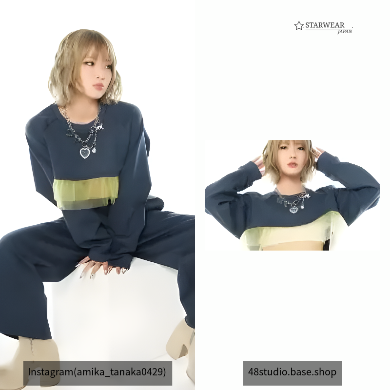 Set up tulle sweat Tops