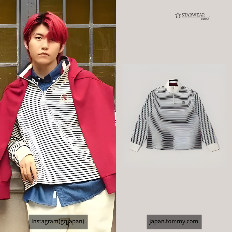 TOMMY HILFIGER COLLECTION ブルトンストライプハーフジッププルオーバー