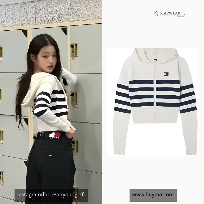 Stripe Badge Hood Zip-Up