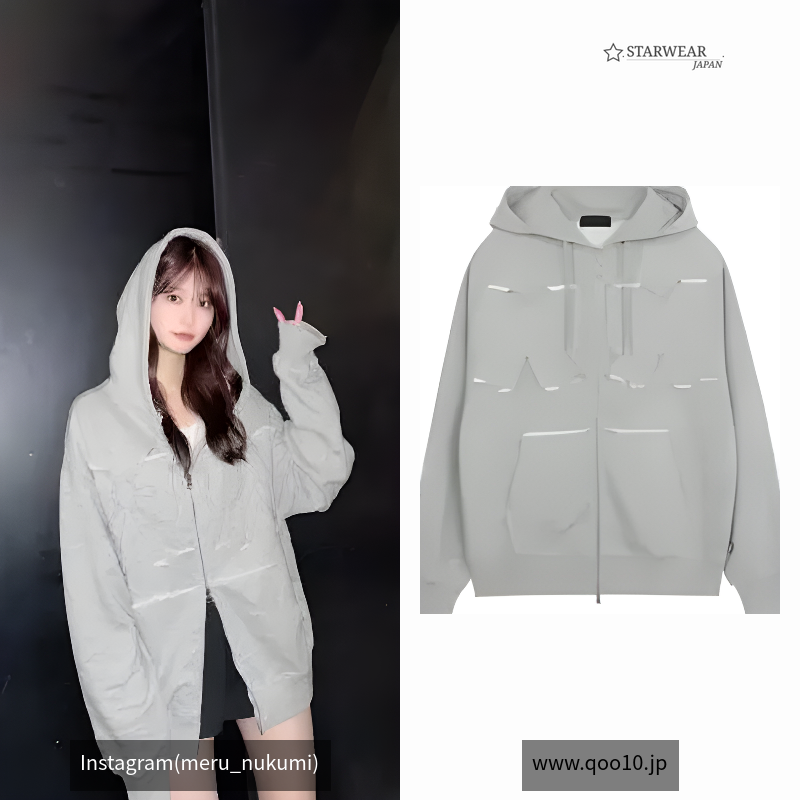 RIBBON HOOD ZIP-UP