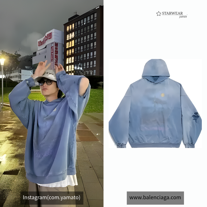 PARIS MOON HOODIE OVERSIZED IN BLUE