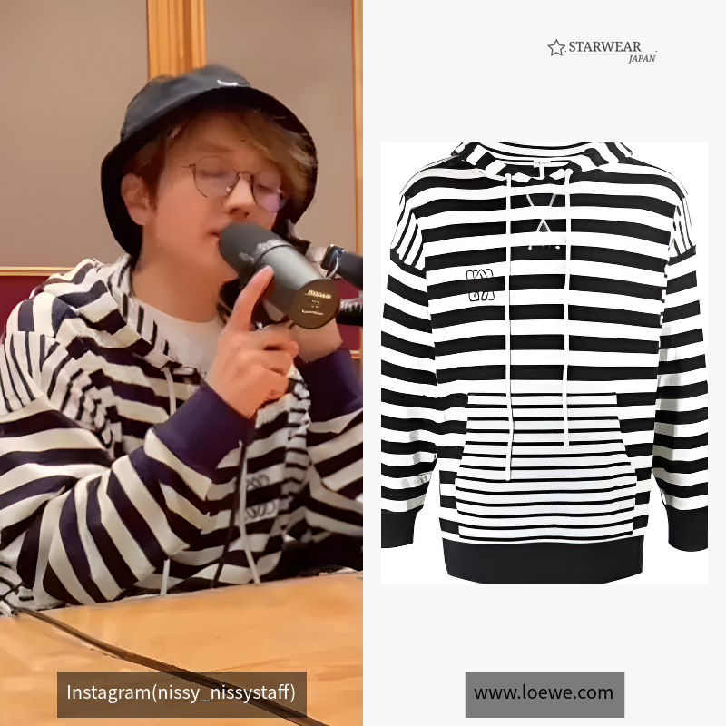 cotton striped sweater with hood