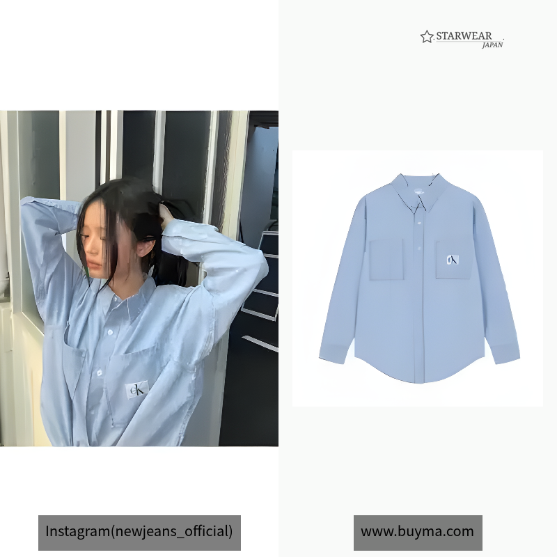 Oversized long-sleeve denim shirt