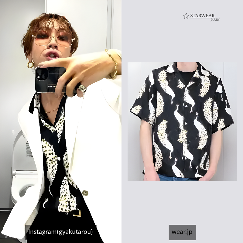 SILK PEACOCK BLACK SHIRT/シャツ