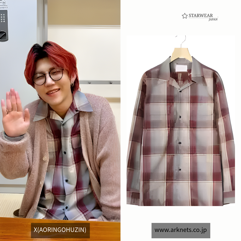 OMBRE PLAID OPEN COLLAR BLOUSE