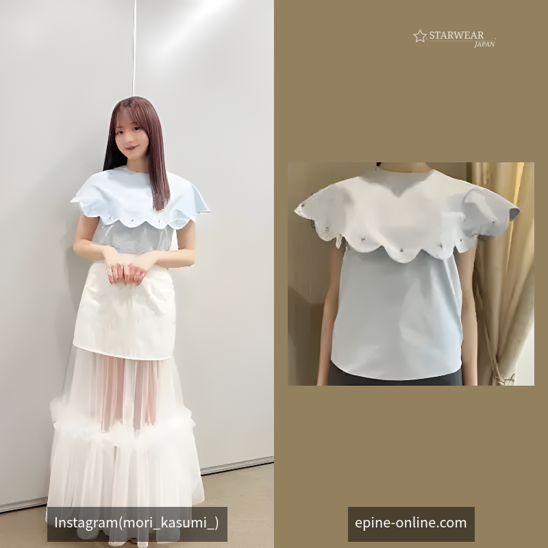 bijou scallop blouse iceblue