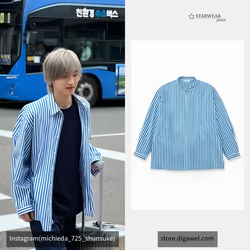 Side pocket L/S shirt① stripe