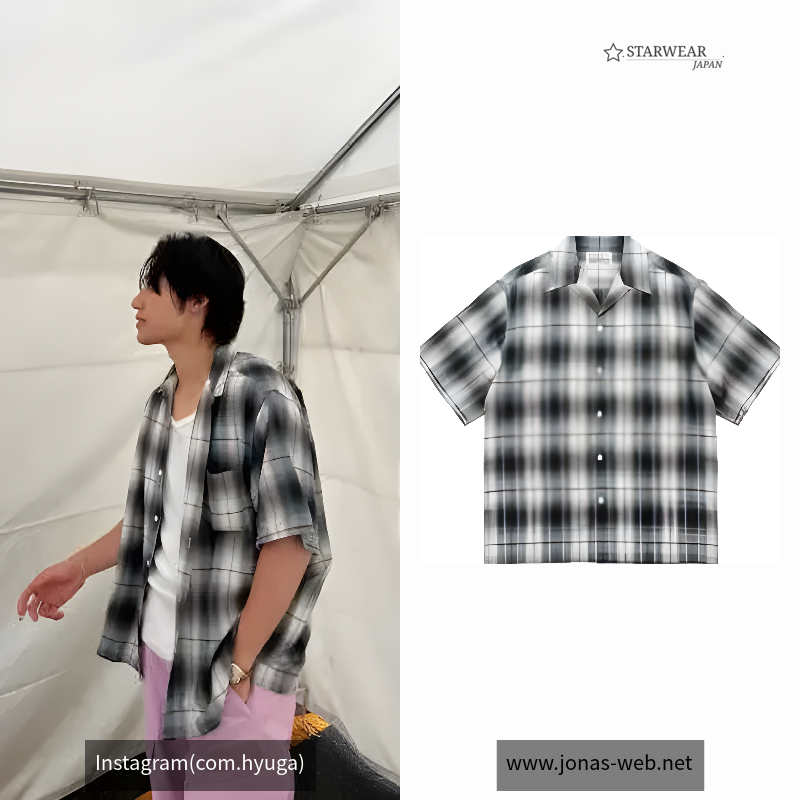 OMBRE CHECK OPEN COLLAR SHIRT(WHITE)