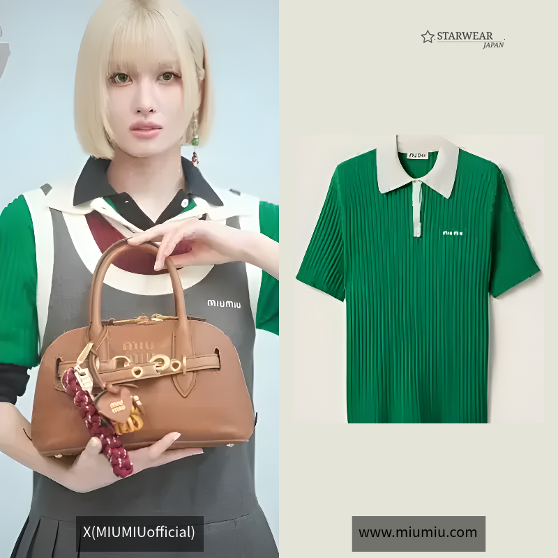 リブ編み カシミヤ ポロシャツ