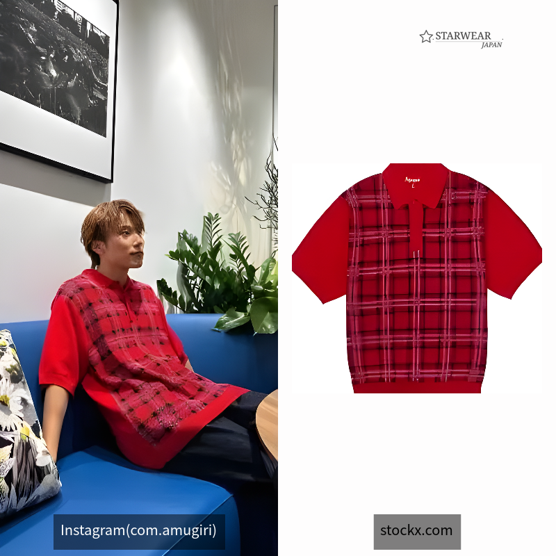 Plaid Knit S/S Polo