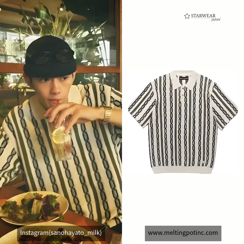 STRIPED JACQUARD SUMMER KNIT POLO SHIRT