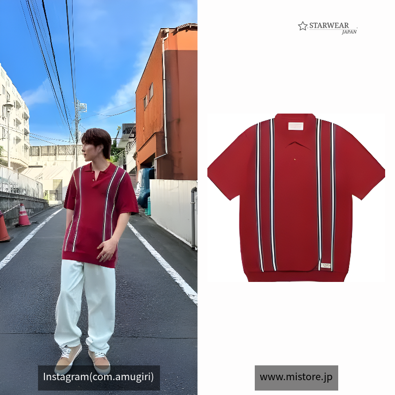 STRIPED KNIT POLO SHIRT