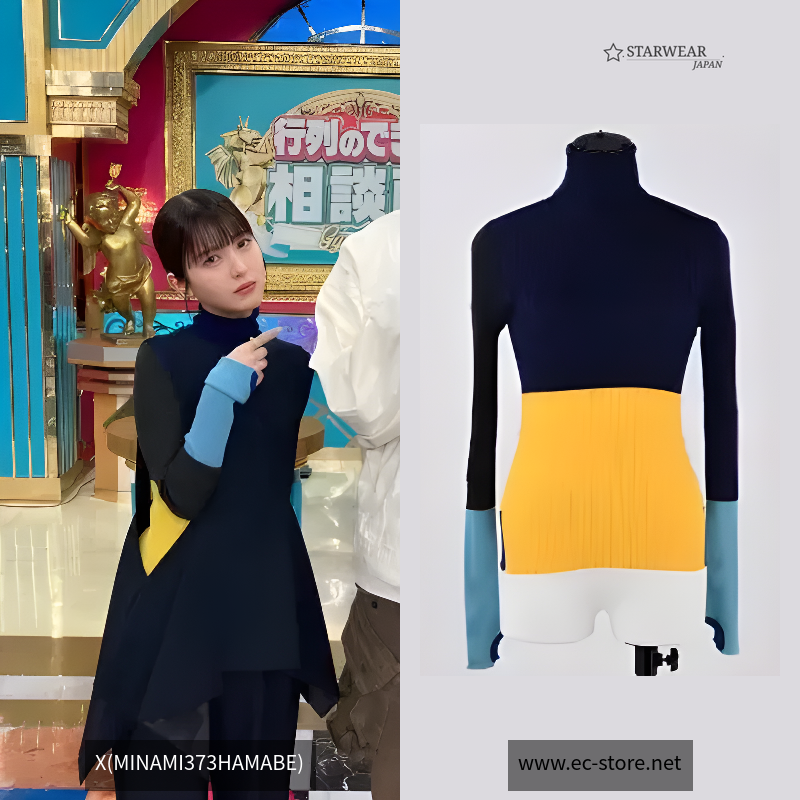 bi-color high-neck long-sleeves