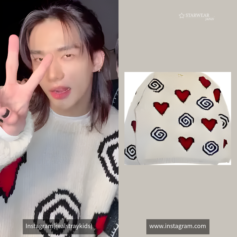 L/S Crew Neck Knit-Heart&Swirl