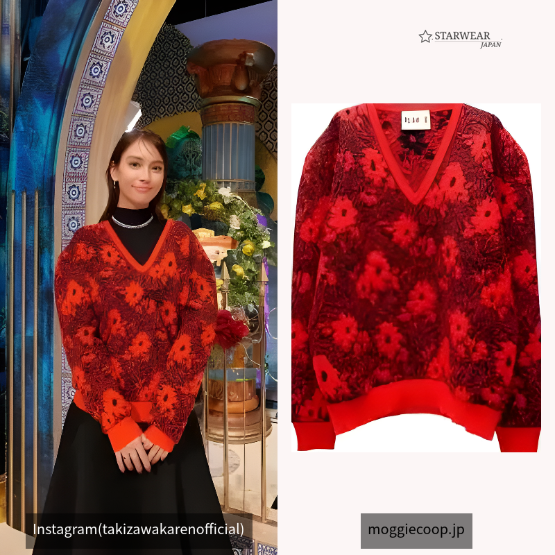 MERANGE FLOWER VNECK KNIT
