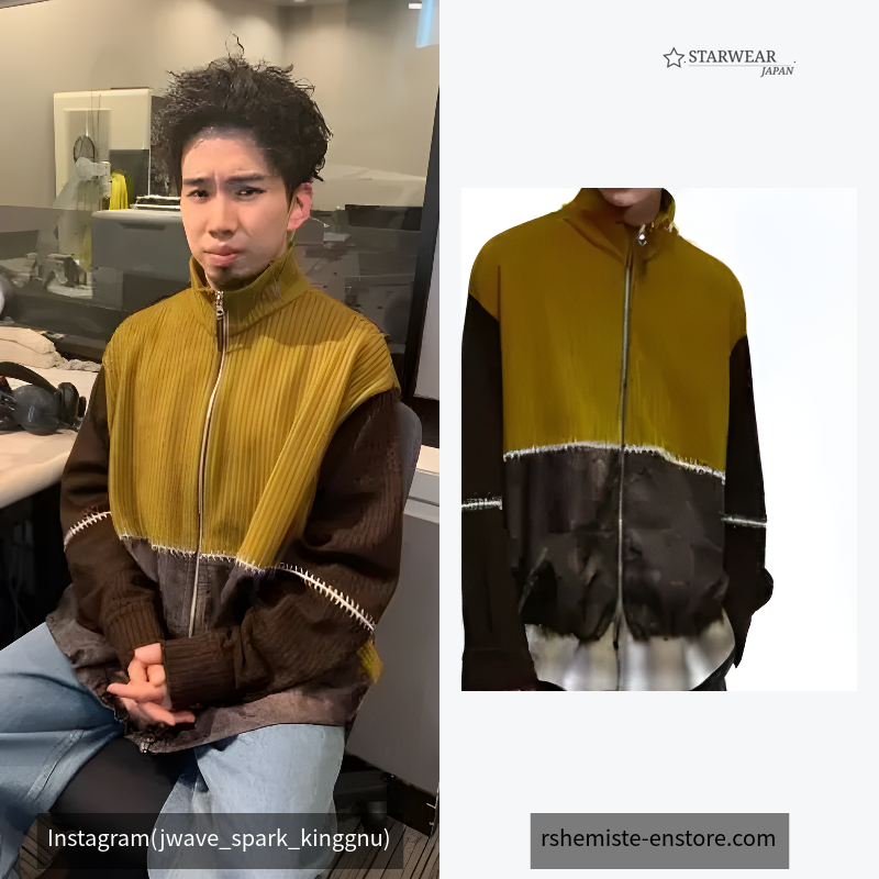 STITCHED MIX KNIT ZIP UP