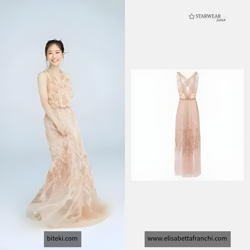 Tulle red carpet dress with chevron pattern sequin embroidery