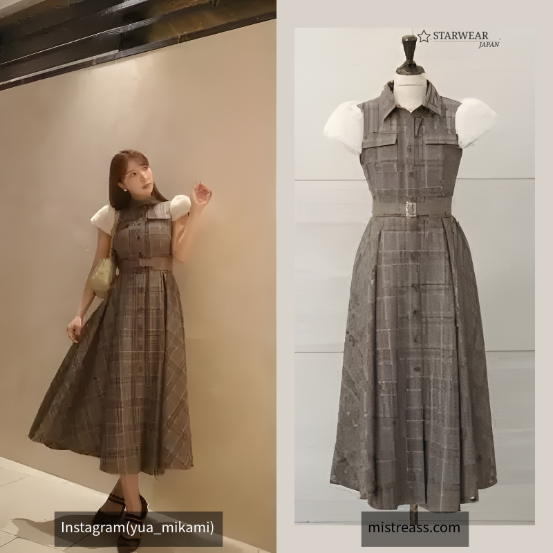 Fur Sleeve Plaid Shirt Dress