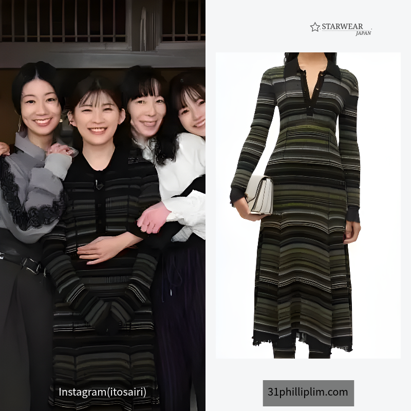 Reversible Stripe Knit Polo Dress