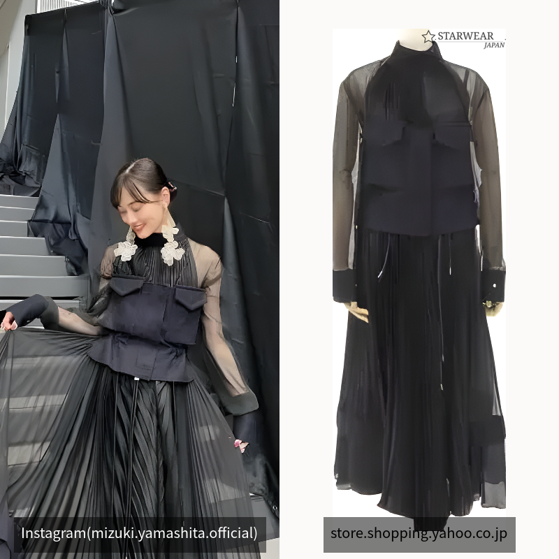 シフォンプリーツ ドッキング ワンピース