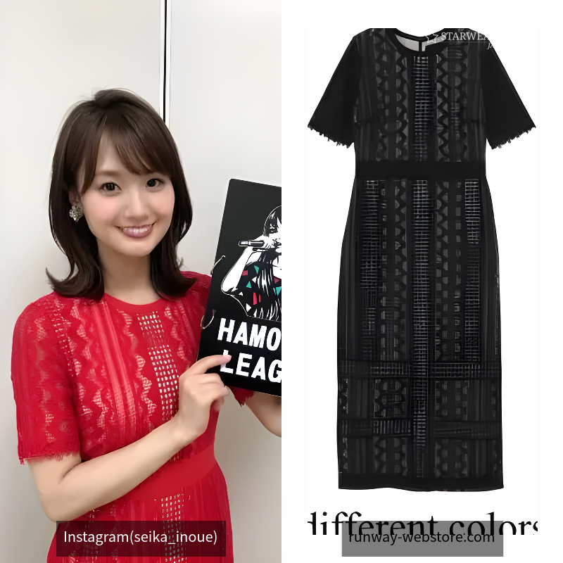 LADYジオメトリックレースドレス