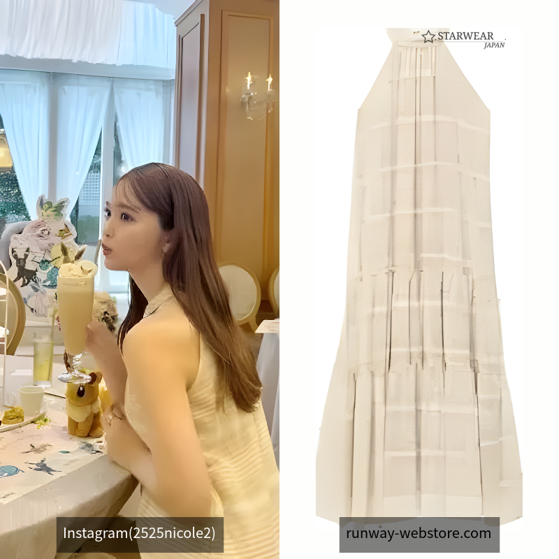 CHECK HALTER NECK TIERED OP