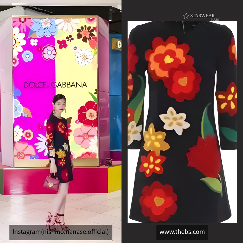 Floral embroidery wool dress