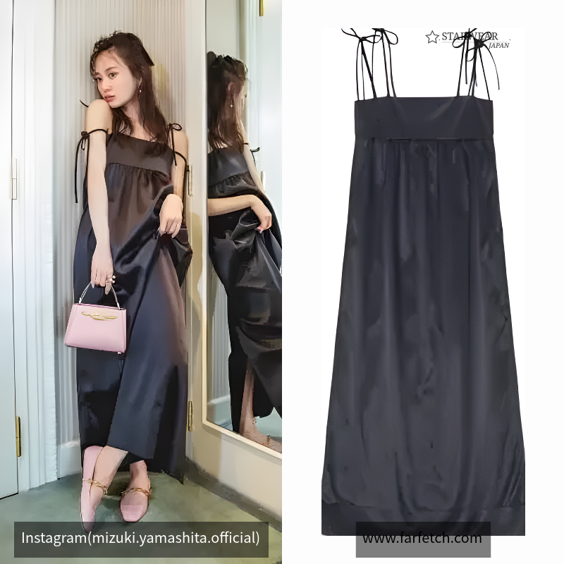 DOUBLE SATIN STRING LONG DRESS