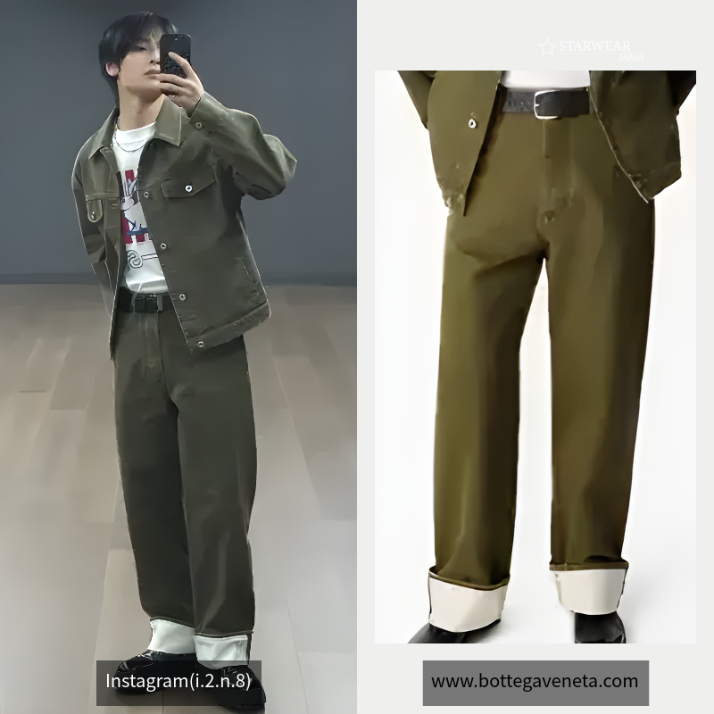 カラー ターンアップ デニムパンツ