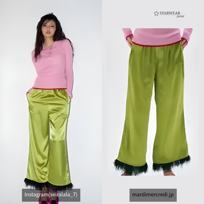 SATIN OSTRICH PANTS